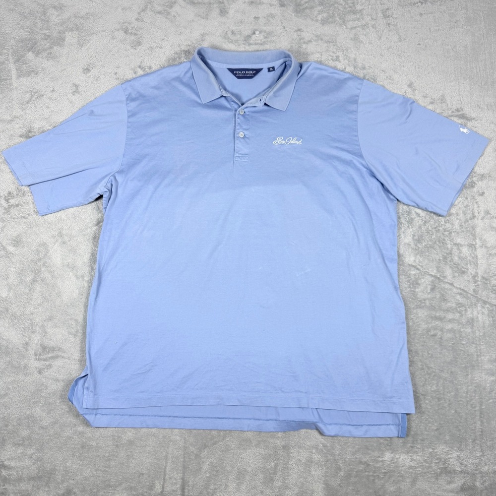 Polo Golf Ralph Lauren Mens XL Polo Shirt Blue Pima Cotton Sea Island Logo